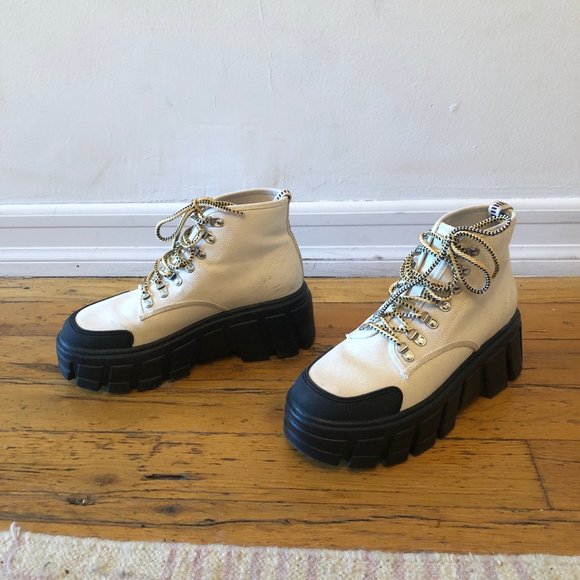 SOLD! Zara Canvas Thick Sole Ankle Boots, 8.5/39 - Picture 6 of 8